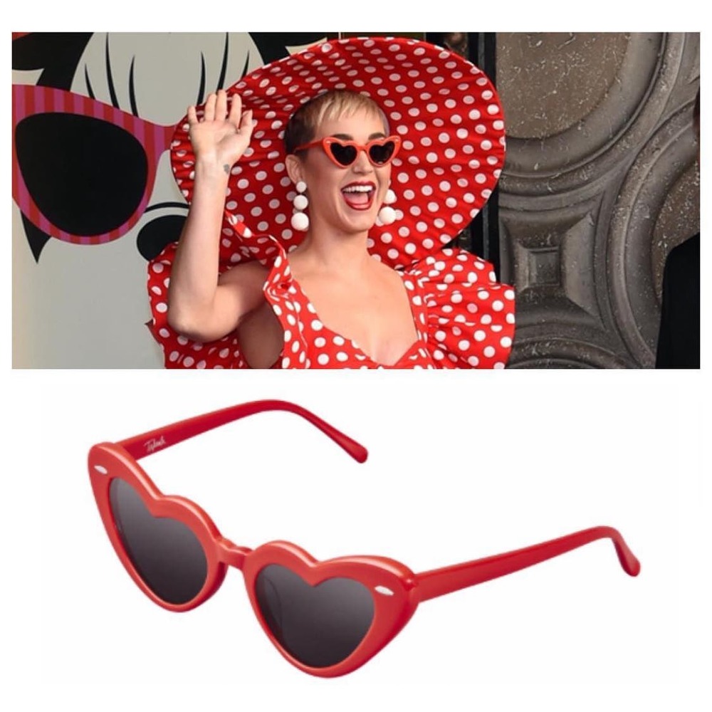Takesh Jadore Red Heart Shaped Sunglasses Katy Perry with Case